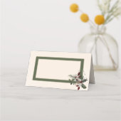 Rustieke winterbessen & dennenappel bruiloft plaatskaartje (Voorkant)