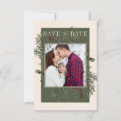 Rustieke winterbessen & dennenappel save the date (Voorkant)