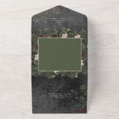 Rustieke winterbessen & dennenzwart diner all in one uitnodiging (Buitenkant)