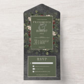 Rustieke winterbessen & dennenzwart Geen diner All In One Uitnodiging (Binnen)