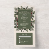 Rustieke winterbessen en dennencrème twee diners all in one uitnodiging (Binnen)