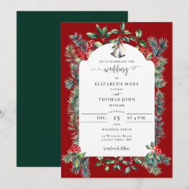 Rustieke winterbessen Lijst Groen Rood Bruiloft Kaart