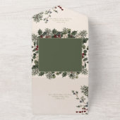 Rustieke winterbessen & Pijnboomcrème Geen diner All In One Uitnodiging (Buitenkant)