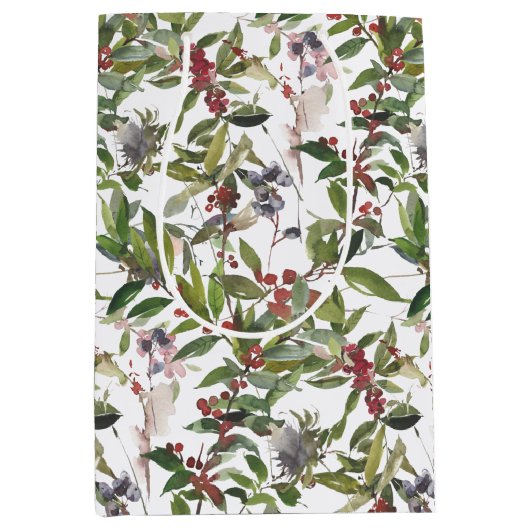 Rustieke winterbessen Vakantie Kerstmis Medium Cadeauzakje (Voorkant)