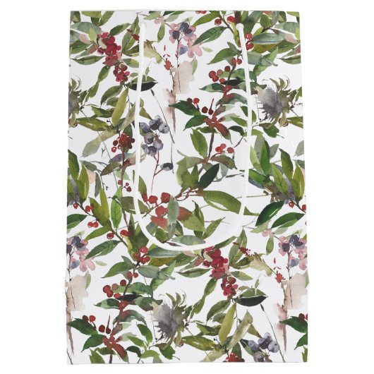 Rustieke winterbessen Vakantie Kerstmis Medium Cadeauzakje (Achterkant)