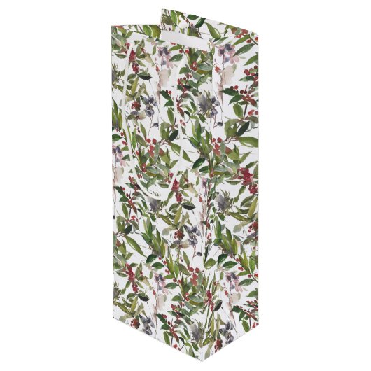 Rustieke winterbessen Vakantie Kerstwijn Wijn Cadeautas (Achterkant Gekanteld)