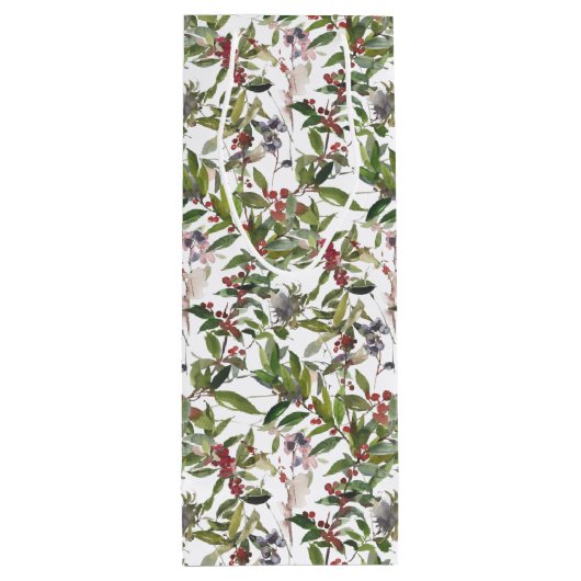 Rustieke winterbessen Vakantie Kerstwijn Wijn Cadeautas (Achterkant)