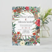 Rustieke winterbloemen en bessen | Bourgondië Kaart (Staand voorkant)