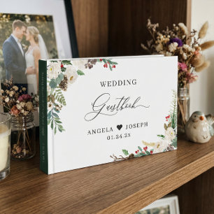 Rustieke Winterbloemen Huwelijk met Hulstbessen Gastenboek
