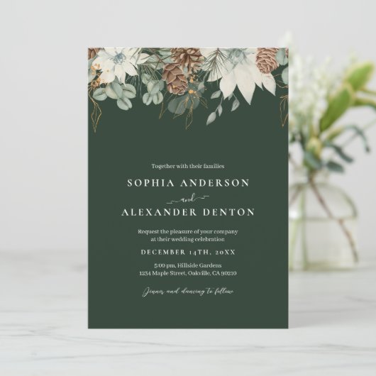 Rustieke winterbloemen kaart (Staand voorkant)