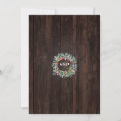 Rustieke Winterboeket Gingham Strik Houten Bruilof Kaart (Achterkant)
