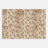 Rustieke winterbomen, botanicals, bloemen, sneeuwp inpakpapier vel (Voorkant 2)