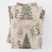 Rustieke winterbomen, botanicals, bloemen, sneeuwp inpakpapier vel (In situ)