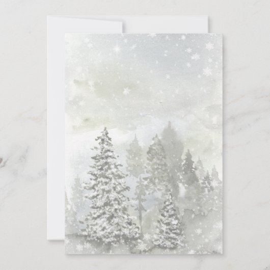 rustieke winterbomen sneeuw bruiloft uitnodiging (Achterkant)