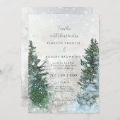 rustieke winterbomen sneeuw bruiloft uitnodiging (Voorkant / Achterkant)