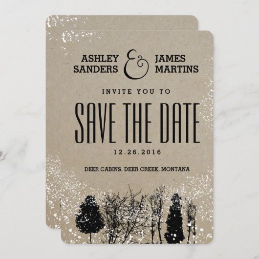 RUSTIEKE WINTERBOOM SAVE THE DATE (Voorkant / Achterkant)