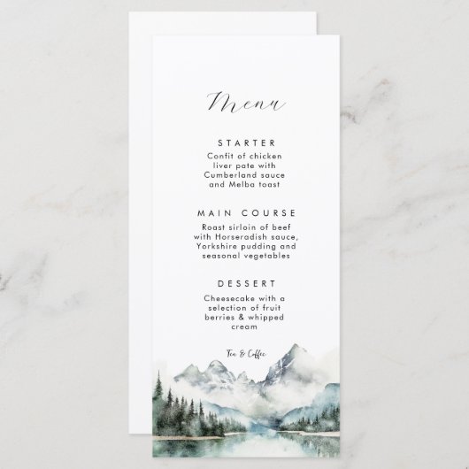 Rustieke winterbos berg Flat Menu (Voorkant / Achterkant)