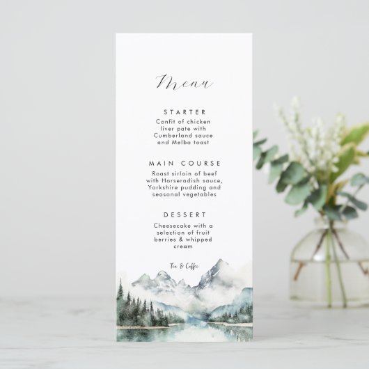 Rustieke winterbos berg Flat Menu (Staand voorkant)