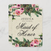 Rustieke winterburlap zal je mijn bruidsmeisje zij kaart (Voorkant / Achterkant)