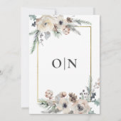 Rustieke Winterden Bloemen Goud Lijst Bruiloft Kaart (Achterkant)