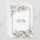 Rustieke Winterden Bloemen Zwart Lijst Bruiloft Kaart (Achterkant)