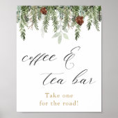 Rustieke winterdennen Coffee- en Theebar bord Poster (Voorkant)