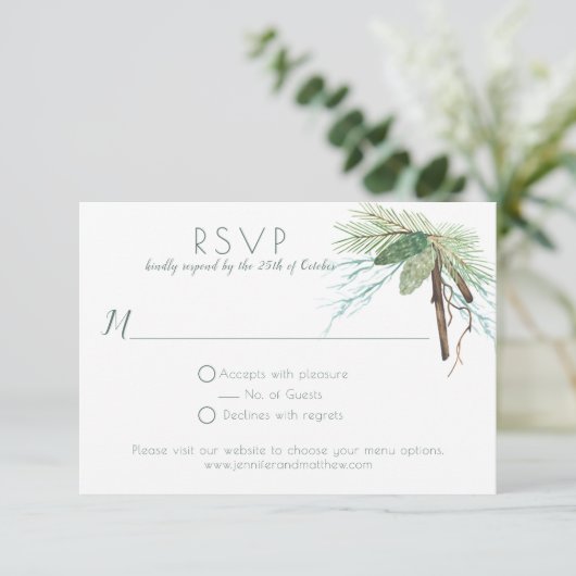 Rustieke winterdennen takken wijnstokken RSVP (Staand voorkant)