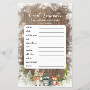Rustieke winterdieren Woodland Baby Word Scramble