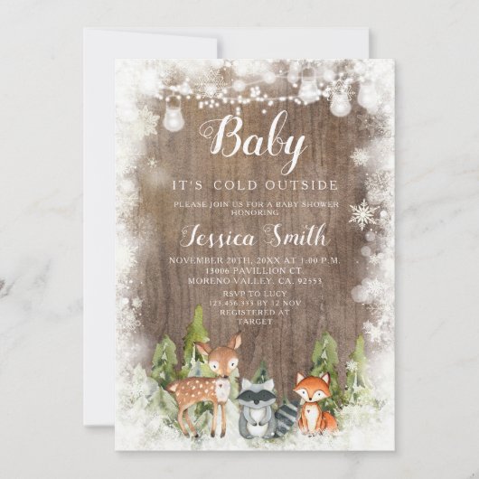 Rustieke winterdieren Woodland Boy Baby shower Kaart (Voorkant)