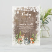 Rustieke winterdieren Woodland Boy Baby shower Kaart (Staand voorkant)