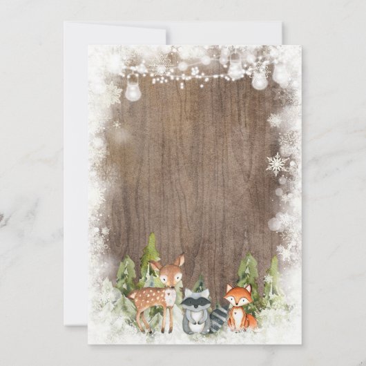 Rustieke winterdieren Woodland Boy Baby shower Kaart (Achterkant)