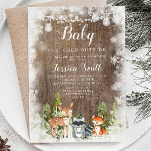 Rustieke winterdieren Woodland Boy Baby shower Kaart