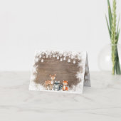 Rustieke winterdieren Woodland gevouwen Bedankkaart (Achterkant)