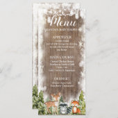 Rustieke Winterdieren Woodland Verjaardagsmenu Menu (Voorkant / Achterkant)