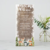 Rustieke Winterdieren Woodland Verjaardagsmenu Menu (Staand voorkant)