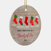 Rustieke Winterfamilie van vijf Sokken Ornament (Rechts)