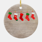 Rustieke Winterfamilie van vijf Sokken Ornament (Achterkant)