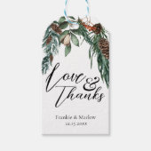 Rustieke Wintergroen Denneappel Bessen Bloemstuk Cadeaulabel (Voorkant)