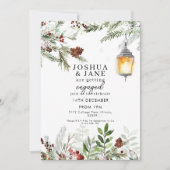 Rustieke Wintergroen Lantaarn Verlovingsfeest  Kaart (Voorkant)