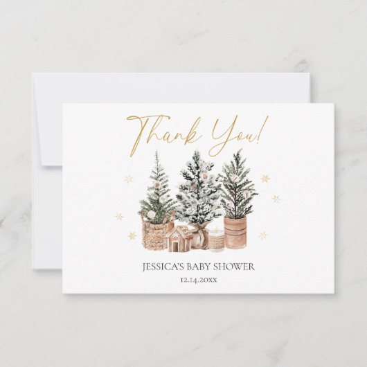 Rustieke winterkerstbomen bedankkaart (Voorkant)