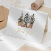 Rustieke winterkerstbomen bedankkaart