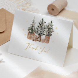 Rustieke winterkerstbomen bedankkaart