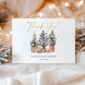 Rustieke winterkerstbomen bedankkaart