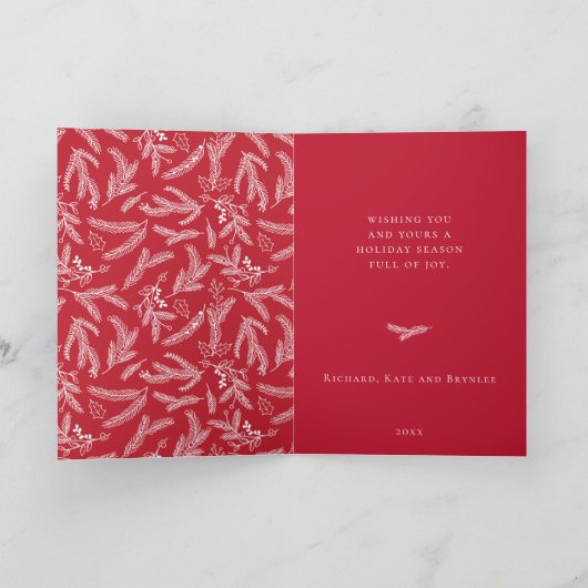 Rustieke winterkrans rood feestdagen kaart (Binnen)