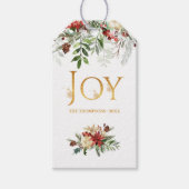 Rustieke Winterland Joy Holiday Familiefoto Cadeaulabel (Voorkant)
