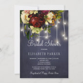 Rustieke winterlichten marine bordeaux vrijgezelle kaart (Voorkant)