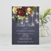 Rustieke winterlichten marine bordeaux vrijgezelle kaart (Staand voorkant)