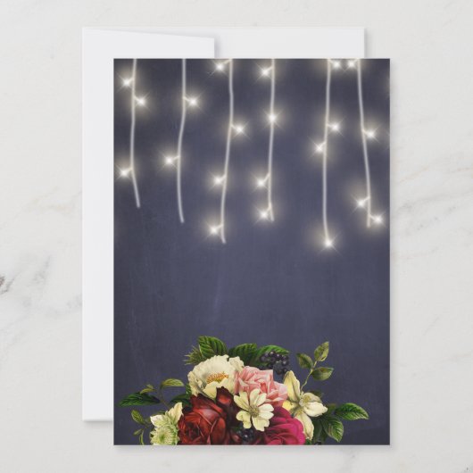 Rustieke winterlichten marine bordeaux vrijgezelle kaart (Achterkant)