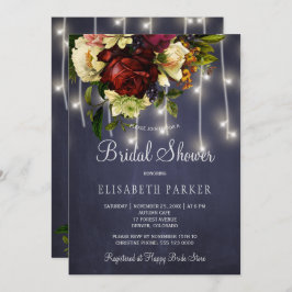 Rustieke winterlichten marine bordeaux vrijgezelle kaart