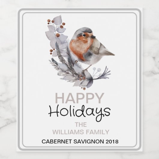  rustieke wintermus kerst wijn etiket (Enkel label)